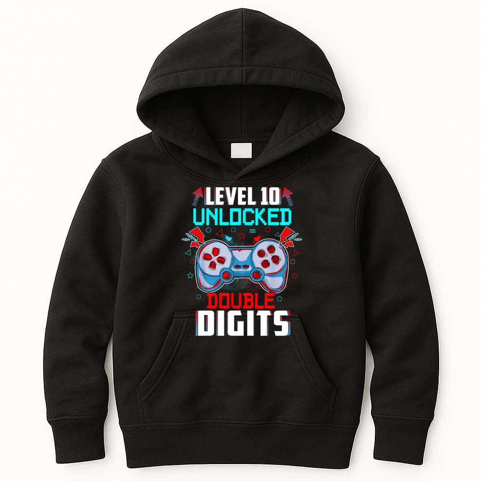 10th Birthday Gift For Boys Double Digits 10 Year Old Gifts Gamer Gift Kids Hoodie