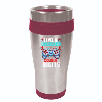 10th Birthday Gift For Boys Double Digits 10 Year Old Gifts Gamer Gift 16oz Travel Tumbler