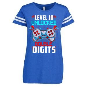 10th Birthday Gift For Boys Double Digits 10 Year Old Gifts Gamer Gift Enza Ladies Jersey Football T-Shirt