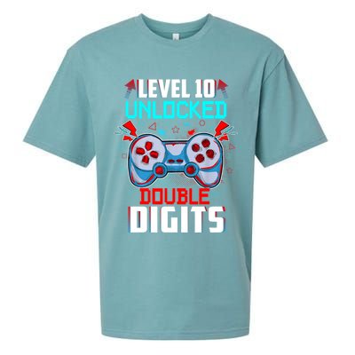10th Birthday Gift For Boys Double Digits 10 Year Old Gifts Gamer Gift Sueded Cloud Jersey T-Shirt