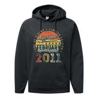 12th Birthday Gift Awesome Since February 2011 12 Year Old Cute Performance Fleece Hoodie