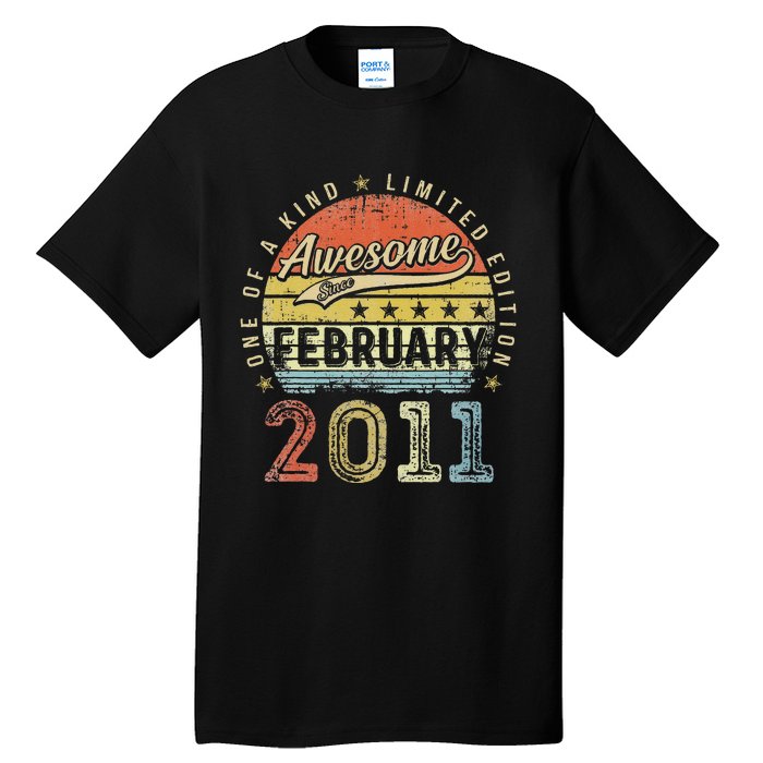 12th Birthday Gift Awesome Since February 2011 12 Year Old Cute Tall T-Shirt