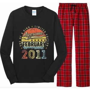 12th Birthday Gift Awesome Since February 2011 12 Year Old Cute Long Sleeve Pajama Set