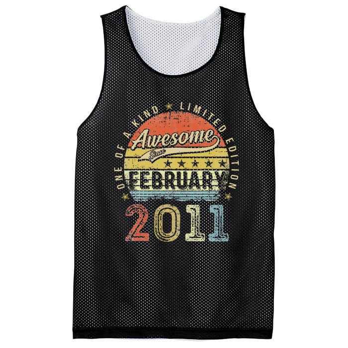 12th Birthday Gift Awesome Since February 2011 12 Year Old Cute Mesh Reversible Basketball Jersey Tank