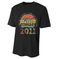 12th Birthday Gift Awesome Since February 2011 12 Year Old Cute Performance Sprint T-Shirt