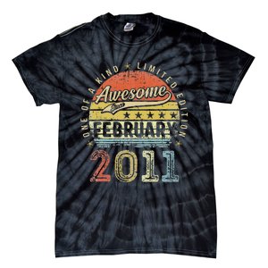 12th Birthday Gift Awesome Since February 2011 12 Year Old Cute Tie-Dye T-Shirt