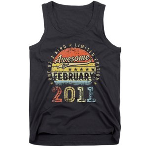 12th Birthday Gift Awesome Since February 2011 12 Year Old Cute Tank Top