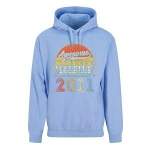 12th Birthday Gift Awesome Since February 2011 12 Year Old Cute Unisex Surf Hoodie