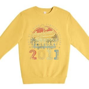 12th Birthday Gift Awesome Since February 2011 12 Year Old Premium Crewneck Sweatshirt