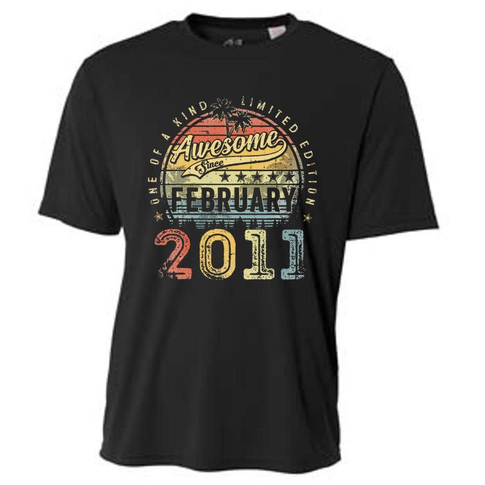 12th Birthday Gift Awesome Since February 2011 12 Year Old Cooling Performance Crew T-Shirt