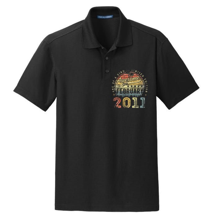 12th Birthday Gift Awesome Since February 2011 12 Year Old Dry Zone Grid Polo