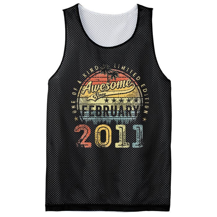 12th Birthday Gift Awesome Since February 2011 12 Year Old Mesh Reversible Basketball Jersey Tank