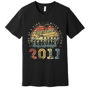 12th Birthday Gift Awesome Since February 2011 12 Year Old Premium T-Shirt