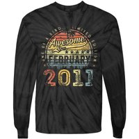 12th Birthday Gift Awesome Since February 2011 12 Year Old Tie-Dye Long Sleeve Shirt