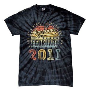 12th Birthday Gift Awesome Since February 2011 12 Year Old Tie-Dye T-Shirt