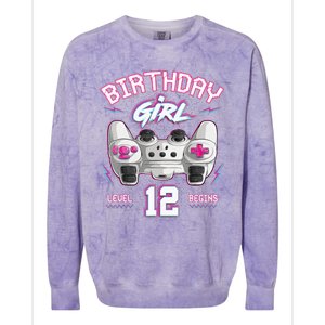 12Th Birthday  Gamer Level 12 Begins Video Games Girls Colorblast Crewneck Sweatshirt