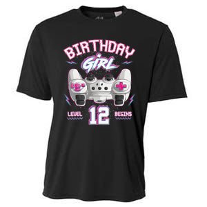 12Th Birthday  Gamer Level 12 Begins Video Games Girls Cooling Performance Crew T-Shirt