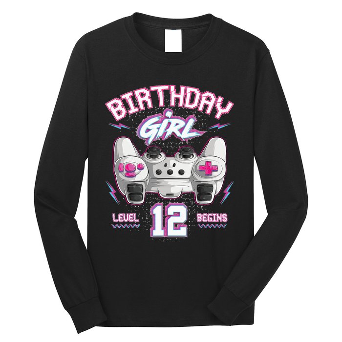 12Th Birthday  Gamer Level 12 Begins Video Games Girls Long Sleeve Shirt