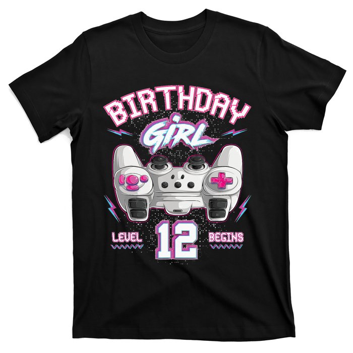 12Th Birthday  Gamer Level 12 Begins Video Games Girls T-Shirt