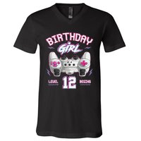 12Th Birthday  Gamer Level 12 Begins Video Games Girls V-Neck T-Shirt