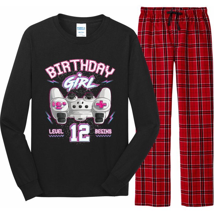 12Th Birthday  Gamer Level 12 Begins Video Games Girls Long Sleeve Pajama Set