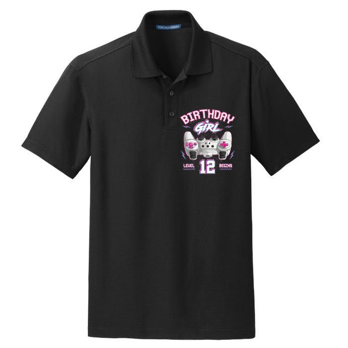 12Th Birthday  Gamer Level 12 Begins Video Games Girls Dry Zone Grid Polo