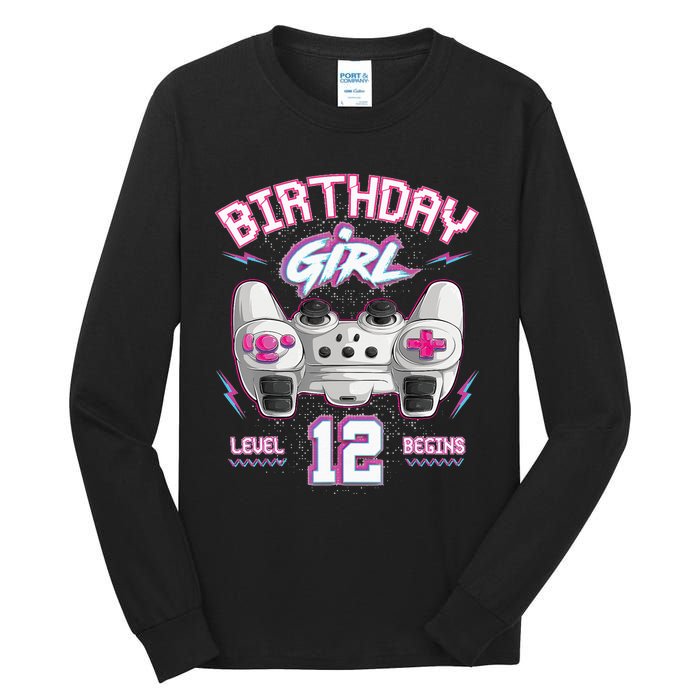 12Th Birthday  Gamer Level 12 Begins Video Games Girls Tall Long Sleeve T-Shirt