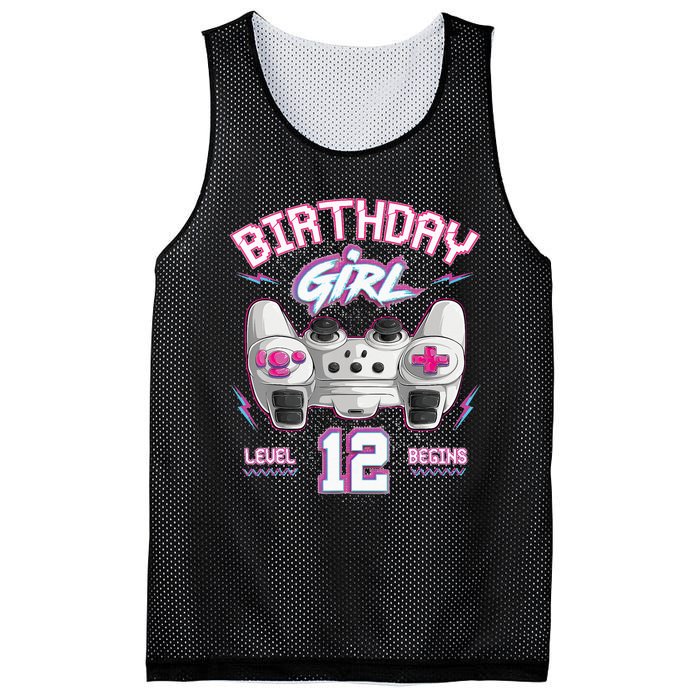 12Th Birthday  Gamer Level 12 Begins Video Games Girls Mesh Reversible Basketball Jersey Tank