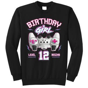 12Th Birthday  Gamer Level 12 Begins Video Games Girls Tall Sweatshirt