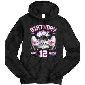 12Th Birthday  Gamer Level 12 Begins Video Games Girls Tie Dye Hoodie