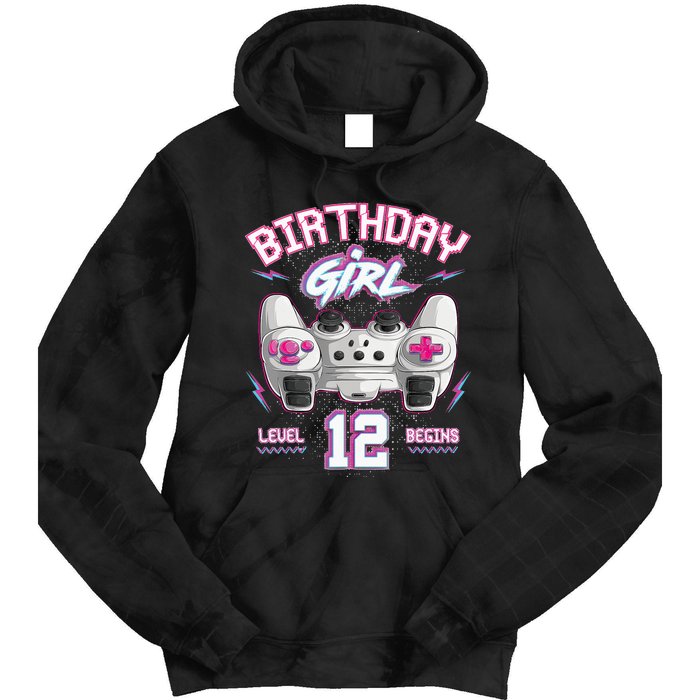 12Th Birthday  Gamer Level 12 Begins Video Games Girls Tie Dye Hoodie