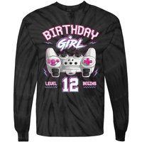 12Th Birthday  Gamer Level 12 Begins Video Games Girls Tie-Dye Long Sleeve Shirt