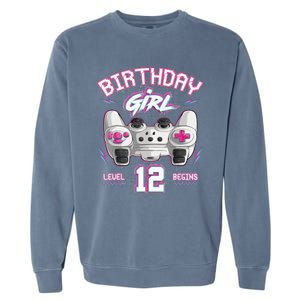 12Th Birthday  Gamer Level 12 Begins Video Games Girls Garment-Dyed Sweatshirt