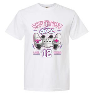 12Th Birthday  Gamer Level 12 Begins Video Games Girls Garment-Dyed Heavyweight T-Shirt