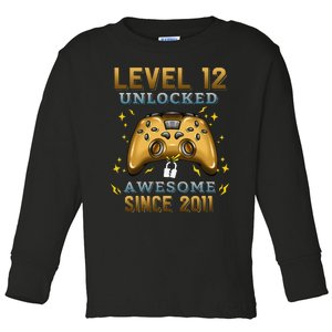 12th Birthday Gifts Level 12 Unlocked 12 Years Old Gamer Cute Toddler Long Sleeve Shirt