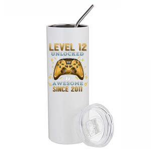 12th Birthday Gifts Level 12 Unlocked 12 Years Old Gamer Cute Stainless Steel Tumbler