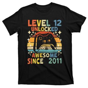 12th Birthday Gifts Level 12 Unlocked 12 Years Old Gamer T-Shirt