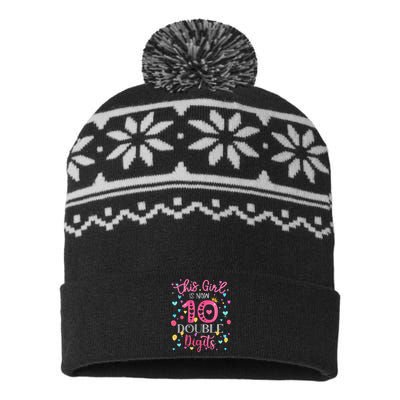 10th Birthday Gift This Is Now 10 Double Digits USA-Made Snowflake Beanie