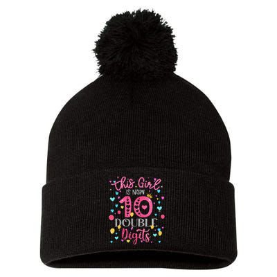 10th Birthday Gift This Is Now 10 Double Digits Pom Pom 12in Knit Beanie