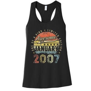 16th Birthday Gift Awesome Since January 2007 16 Year Old Cute Women's Racerback Tank