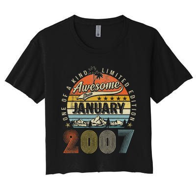 16th Birthday Gift Awesome Since January 2007 16 Year Old Women's Crop Top Tee