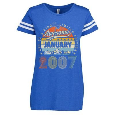 16th Birthday Gift Awesome Since January 2007 16 Year Old Enza Ladies Jersey Football T-Shirt