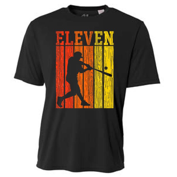 11th Birthday Gift Eleven Vintage Baseball 11 Year Old Cooling Performance Crew T-Shirt