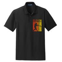 11th Birthday Gift Eleven Vintage Baseball 11 Year Old Dry Zone Grid Polo