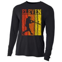 11th Birthday Gift Eleven Vintage Baseball 11 Year Old Cooling Performance Long Sleeve Crew