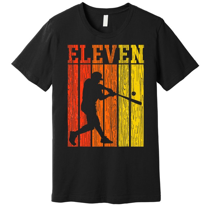 11th Birthday Gift Eleven Vintage Baseball 11 Year Old Premium T-Shirt