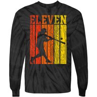 11th Birthday Gift Eleven Vintage Baseball 11 Year Old Tie-Dye Long Sleeve Shirt