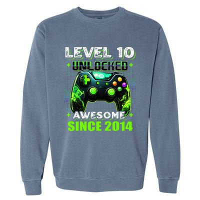 10th Birthday Gamer 10 Year Old Funny Bday  Garment-Dyed Sweatshirt