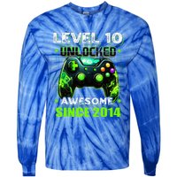 10th Birthday Gamer 10 Year Old Funny Bday  Tie-Dye Long Sleeve Shirt