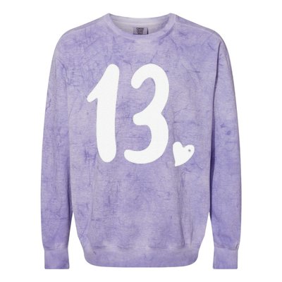 13th Birthday Heart Colorblast Crewneck Sweatshirt